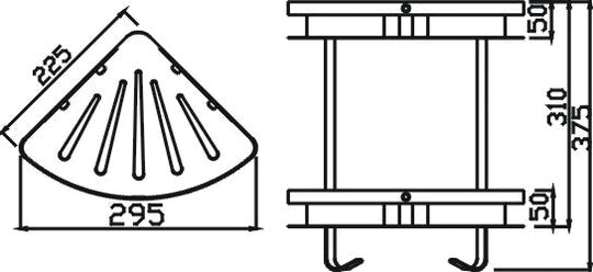 Universal 2 Tier Stainless Steel Corner Shelf