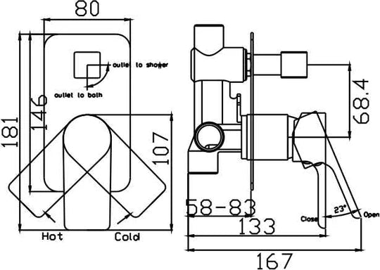 Bateau Wall Mixer With Diverter (Brushed Nickel)