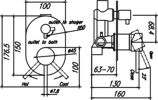 Ideal Wall Mixer With Diverter (Brushed Nickel)