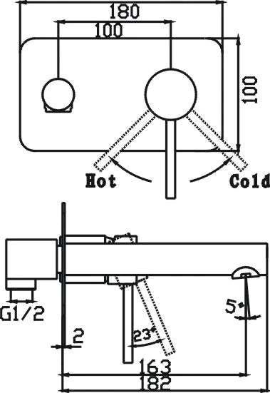 Ideal Wall Mixer With Outlet (Brushed Gold)