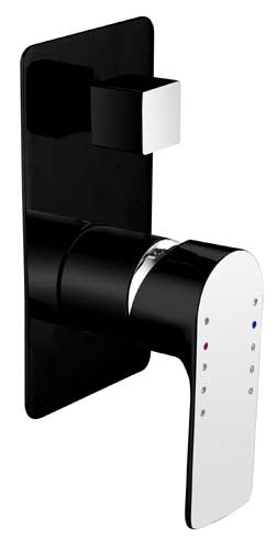 Sleek Wall Mixer With Diverter (Luxury / Black / Chrome)