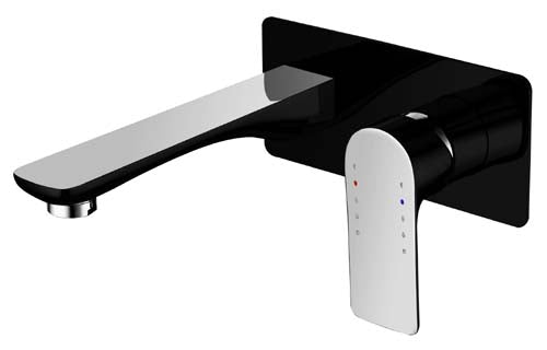 Sleek Wall Mixer With Outlet (Luxury / Black / Chrome)