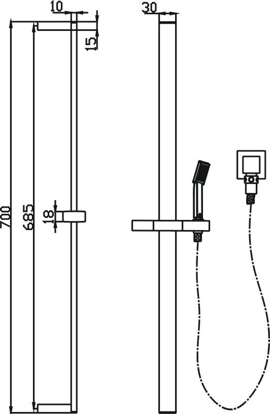Modish Hand Shower On Rail - Clearance Item