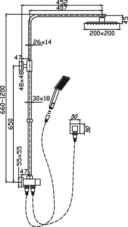 Eric Shower System With Rail