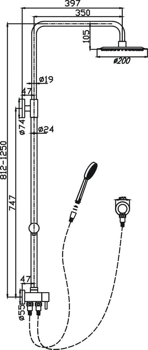 Logan Shower System With Rail