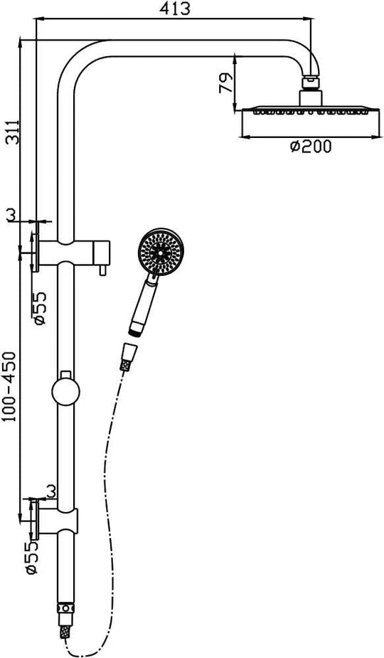 Logan Shower System With Rail